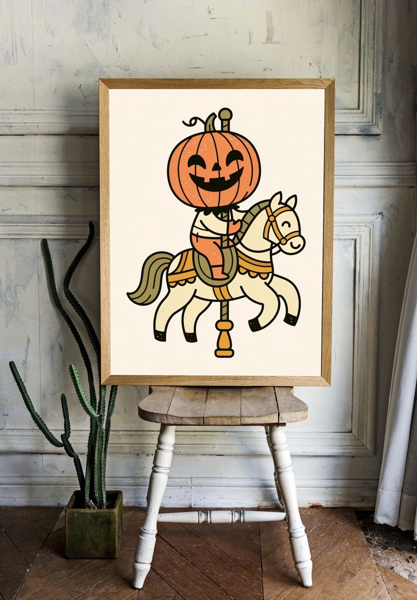 Pumpkin Carousel Horse Poster. — room view 1