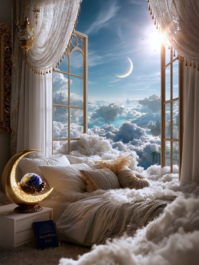 Dreamy Cloud Bedroom Surrealism Print. poster print