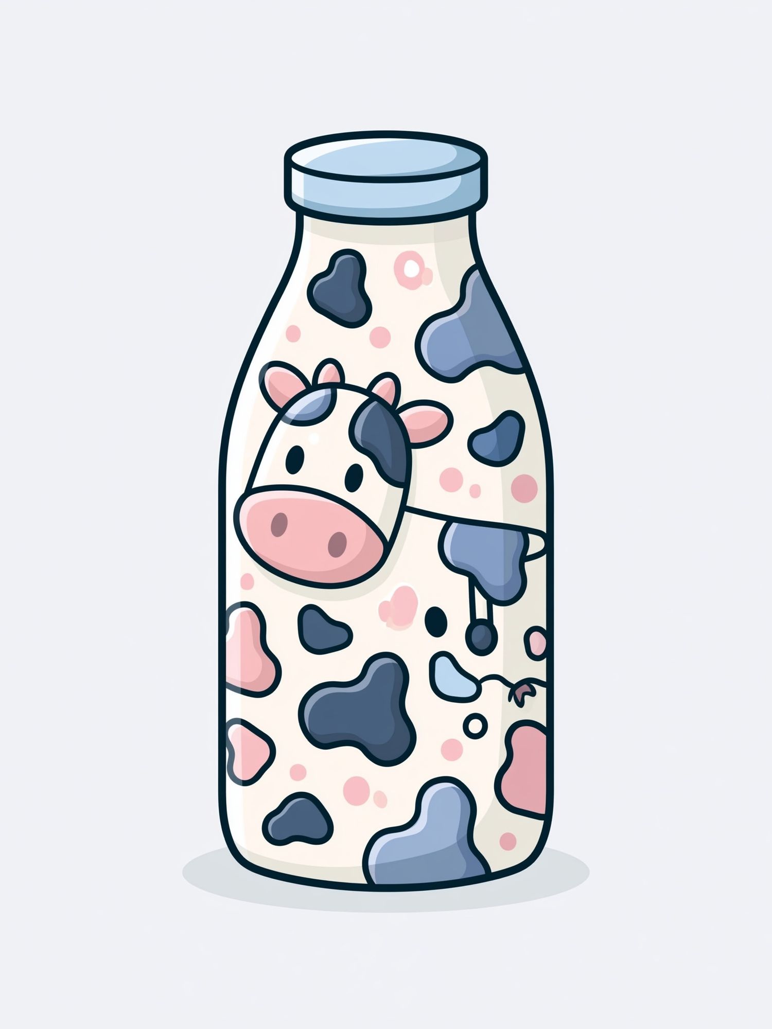 Cute Cow Milk Bottle Illustration Poster. poster — illustration art