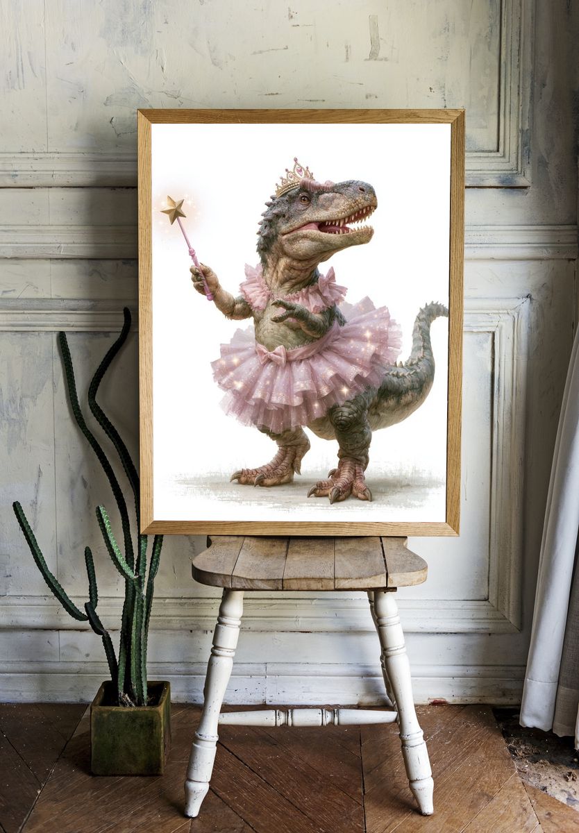 Princess Dinosaur Illustration Poster. — room view 1