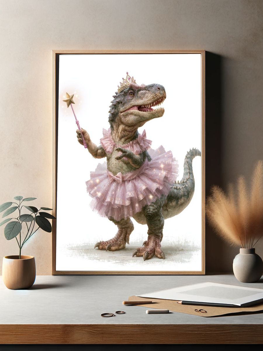Princess Dinosaur Illustration Poster. — room view 2