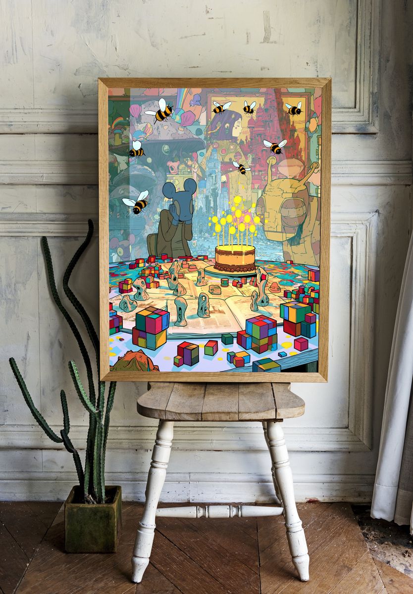 Surreal Bee Dreamscape Poster. — room view 1