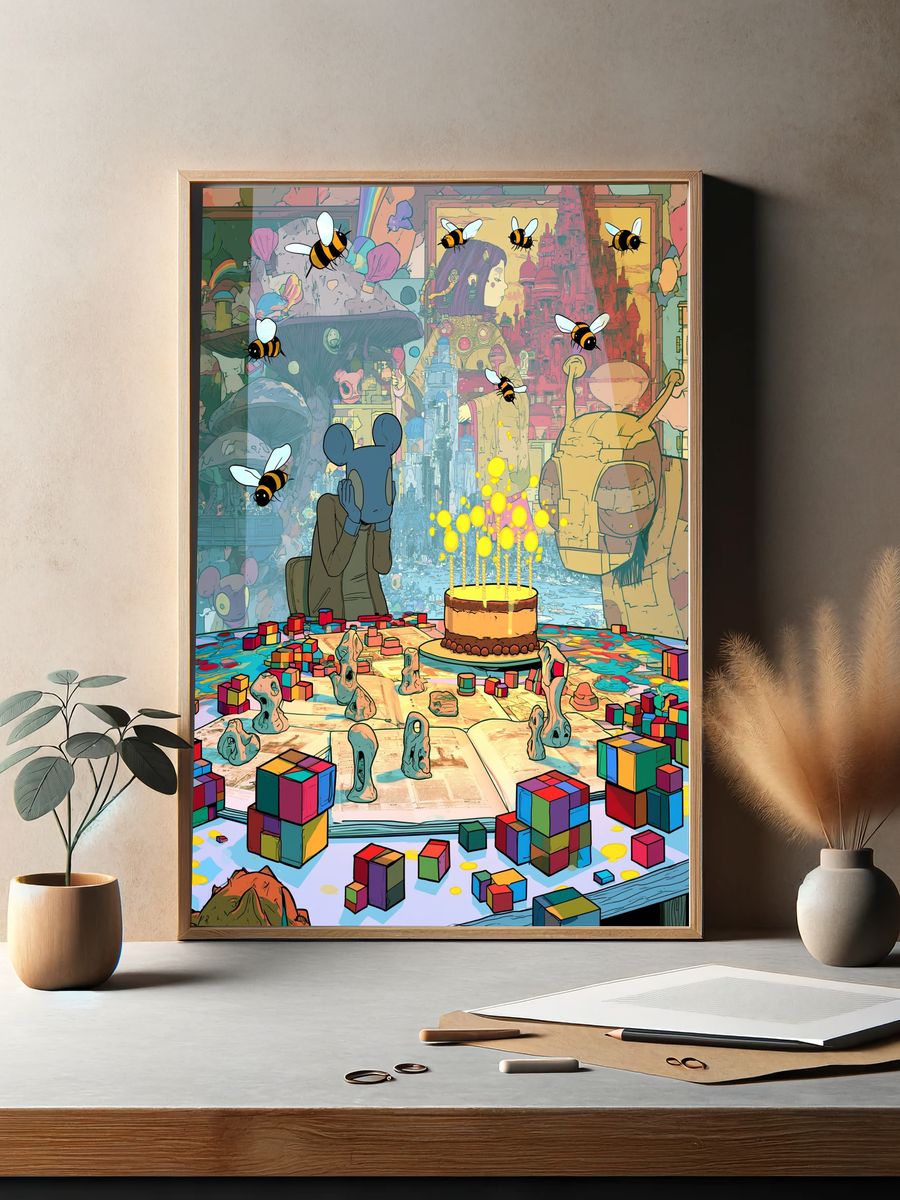 Surreal Bee Dreamscape Poster. — room view 2