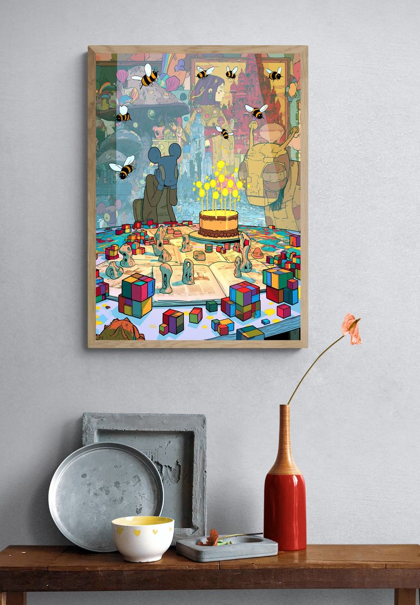 Surreal Bee Dreamscape Poster. — room view 3