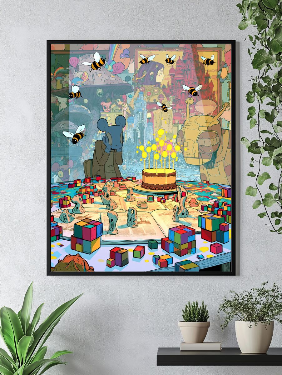 Surreal Bee Dreamscape Poster. — room view 4