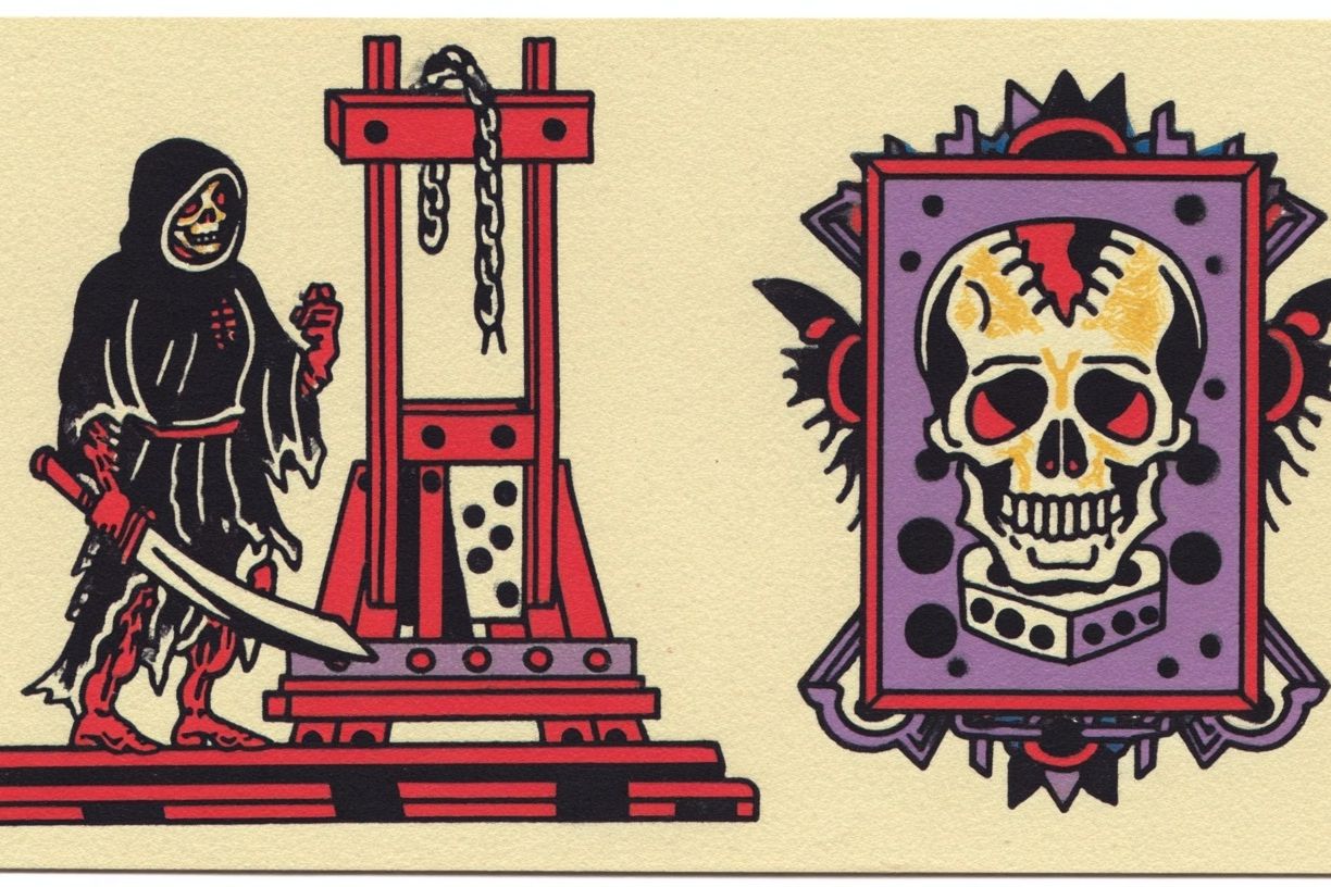 Skull and Guillotine Illustration Poster. poster — illustration art