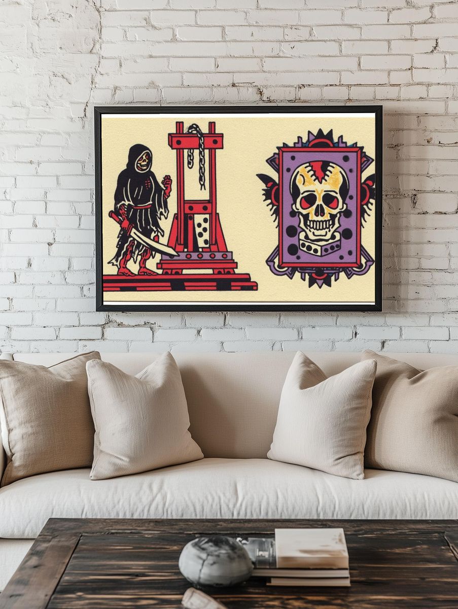 Skull and Guillotine Illustration Poster room preview