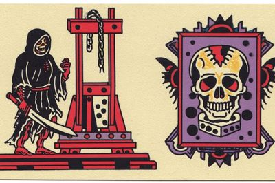 Skull and Guillotine Illustration Poster. poster