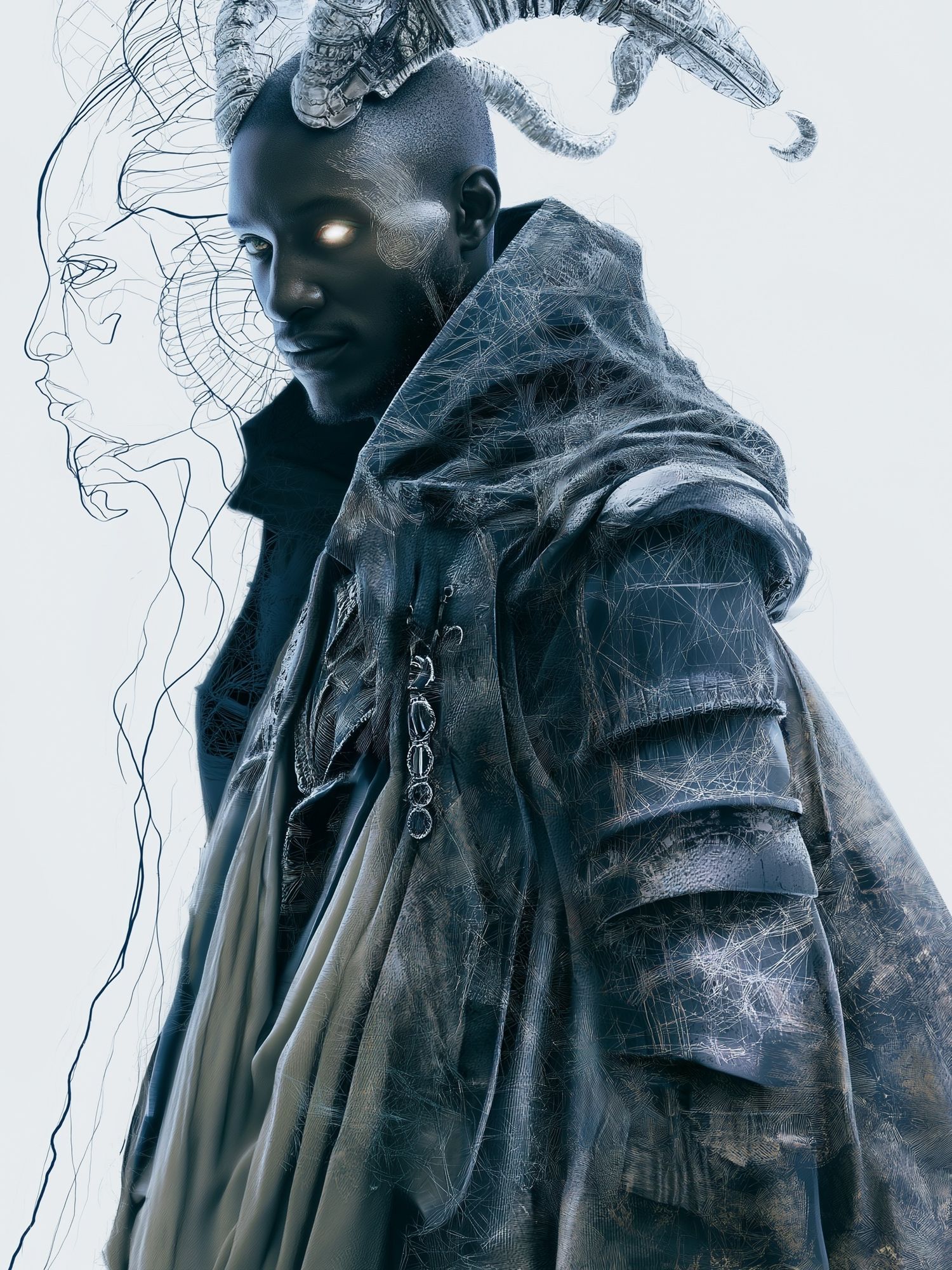 Futuristic Hooded Portrait Print. poster — illustration art