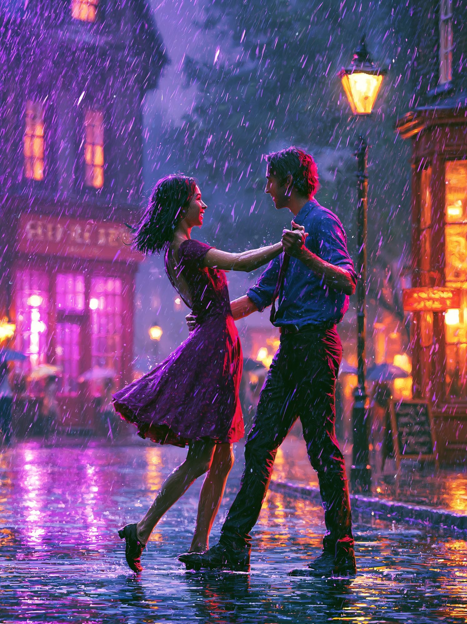 Rainy Dance Romance Illustration Poster. poster detail