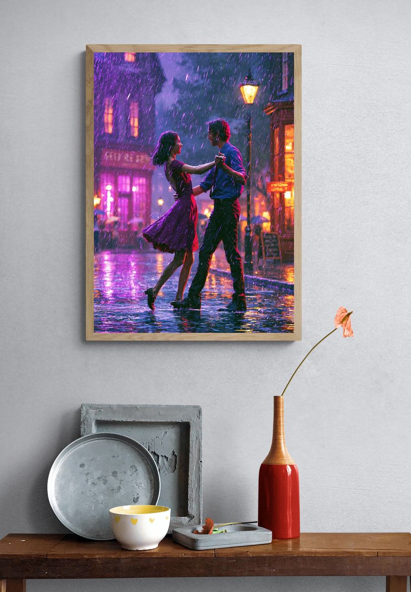 Rainy Dance Romance Illustration Poster. — room view 3