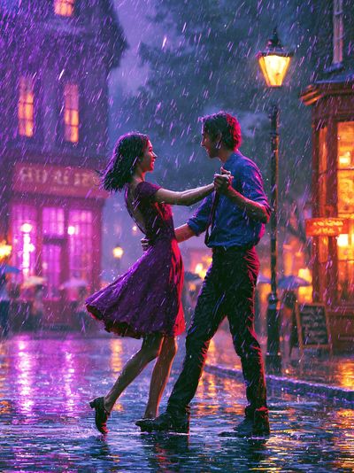 Rainy Dance Romance Illustration Poster. poster print