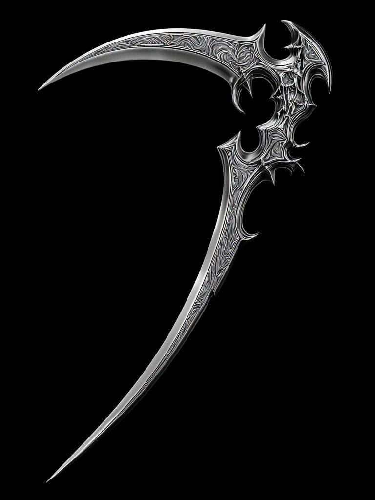 Ornate Silver Scythe Illustration Poster. poster — illustration art