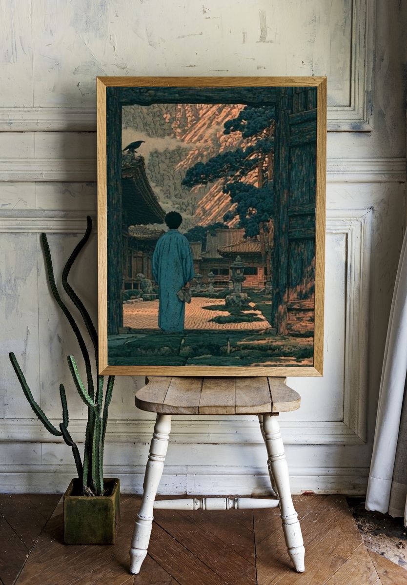 Mountain Courtyard Dreamscape Print. — room view 1