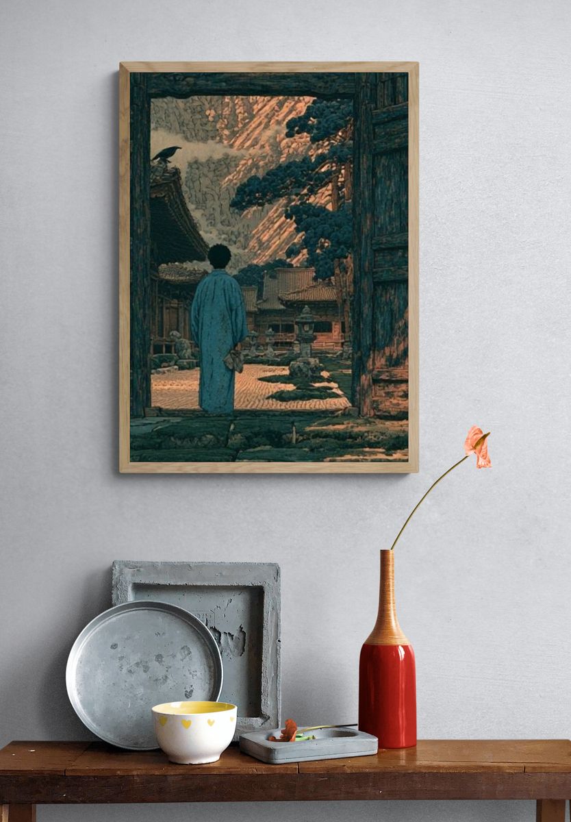 Mountain Courtyard Dreamscape Print. — room view 3