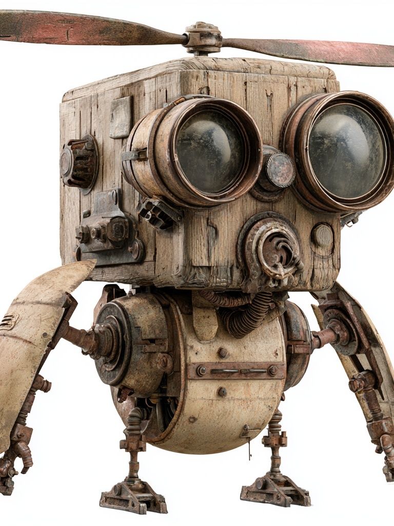 Steampunk Robot Illustration Poster. poster detail