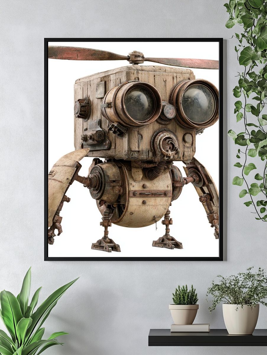 Steampunk Robot Illustration Poster. — room view 4