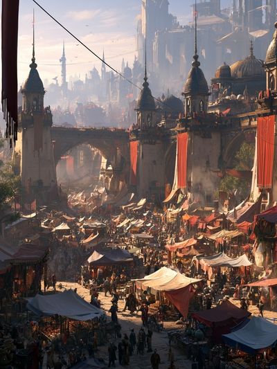 Fantasy Market Cityscape Poster.