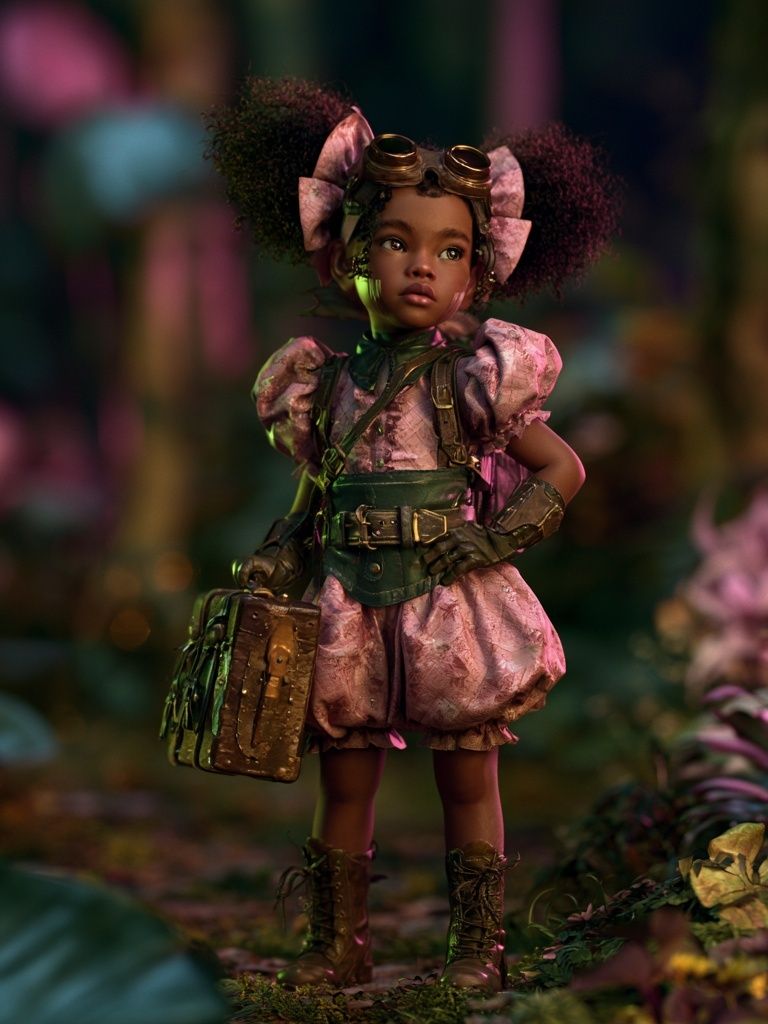 Steampunk Girl in the Forest Poster. poster — illustration art