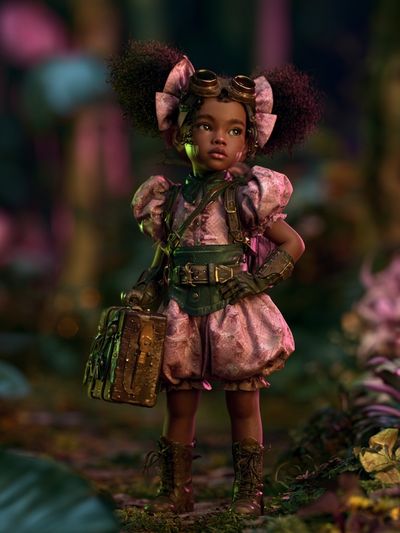 Steampunk Girl in the Forest Poster.