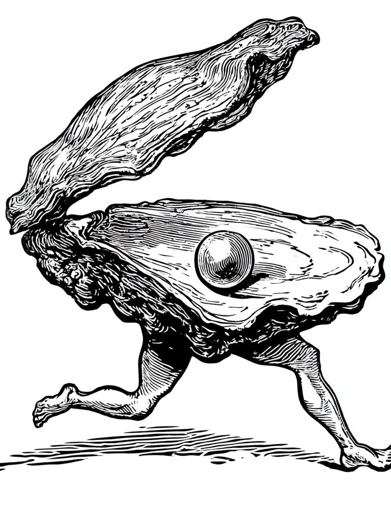 Surreal Oyster Runner Print. poster — illustration art