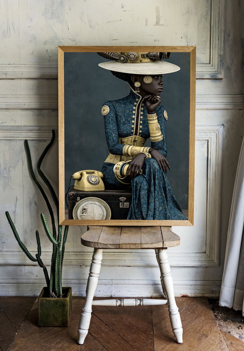 Steampunk Portrait — Fine Art Print. room preview