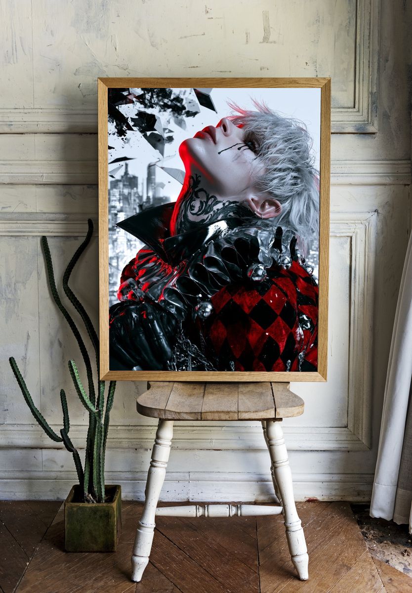 Gothic Cyberpunk Portrait Print. room preview