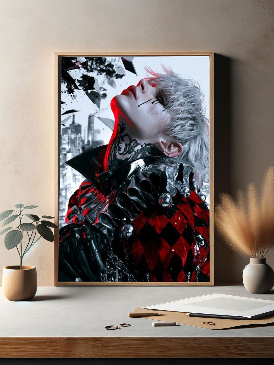 Gothic Cyberpunk Portrait Print. — room view 2