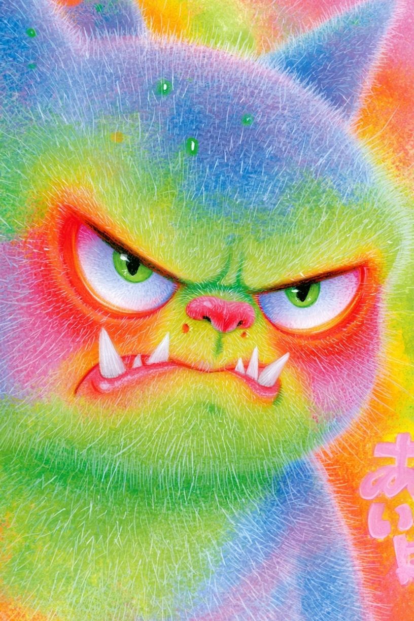 Rainbow Monster Cat Illustration Poster. poster detail