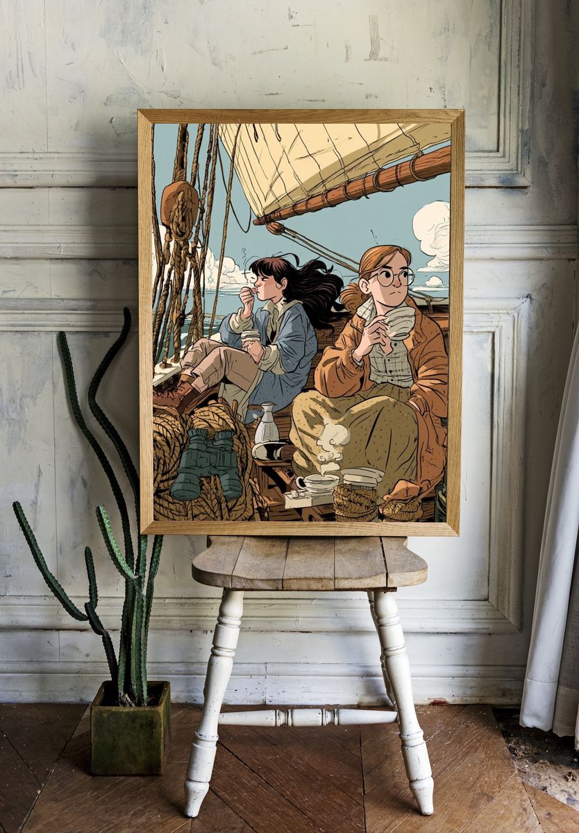 Sailing Adventure Illustration Poster. — room view 1