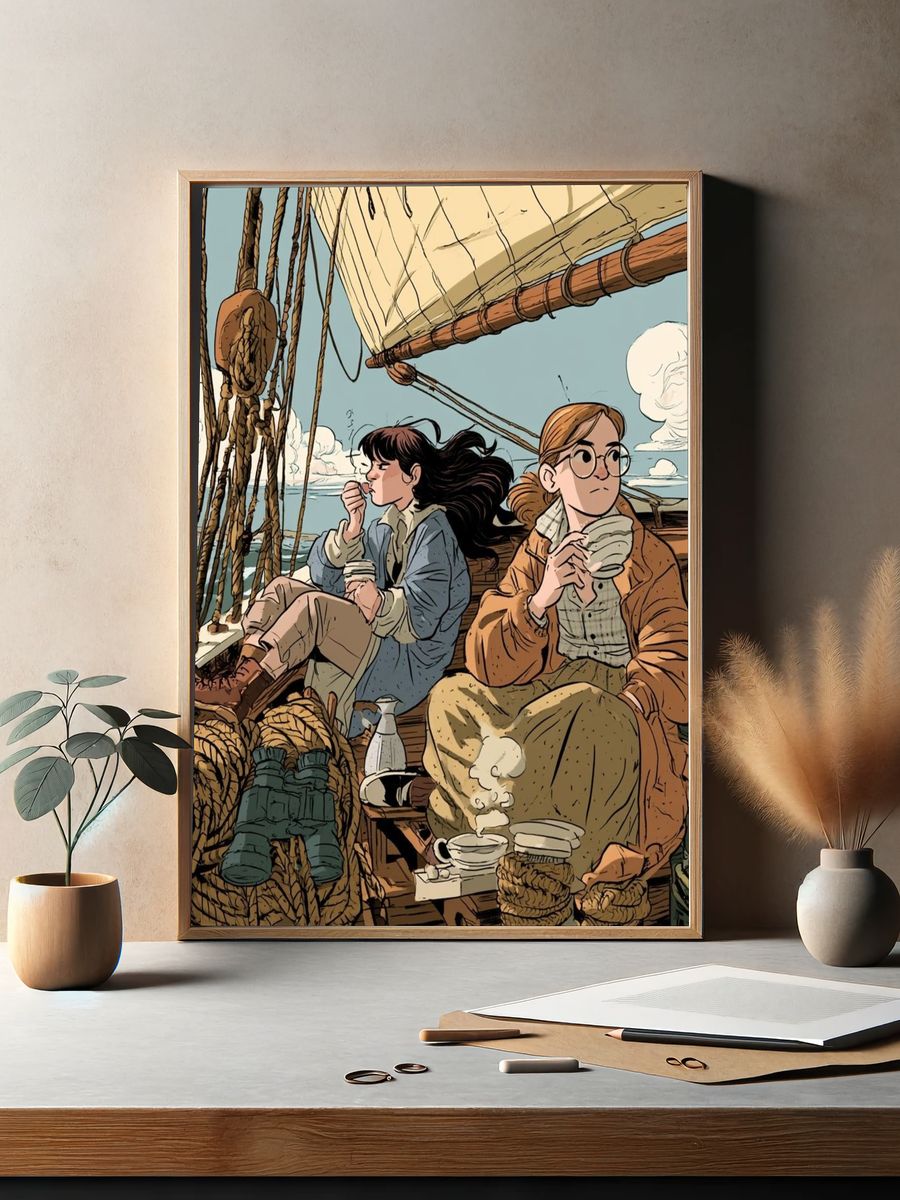 Sailing Adventure Illustration Poster. — room view 2