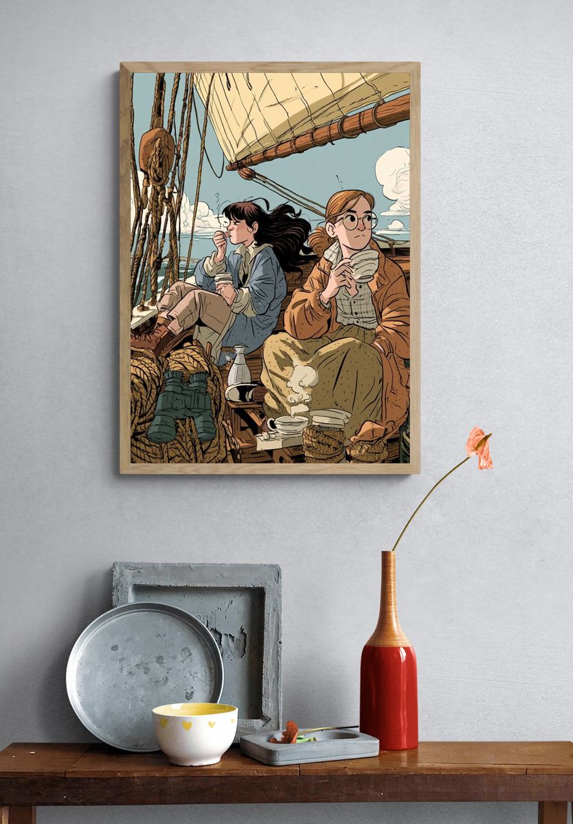 Sailing Adventure Illustration Poster. — room view 3