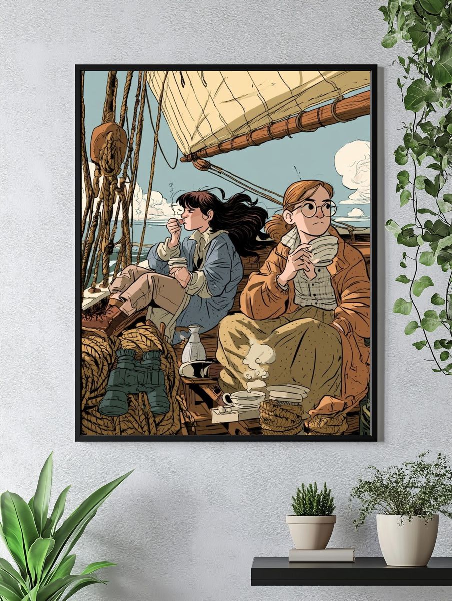 Sailing Adventure Illustration Poster. — room view 4