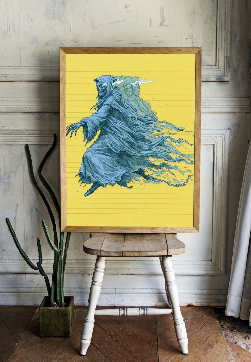 Ghostly Reaper Illustration Poster. — room view 1
