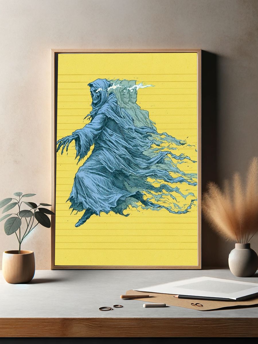 Ghostly Reaper Illustration Poster. — room view 2