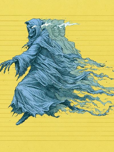 Ghostly Reaper Illustration Poster.