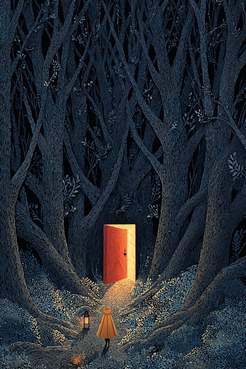 Enchanted Forest Door Illustration Poster. poster detail