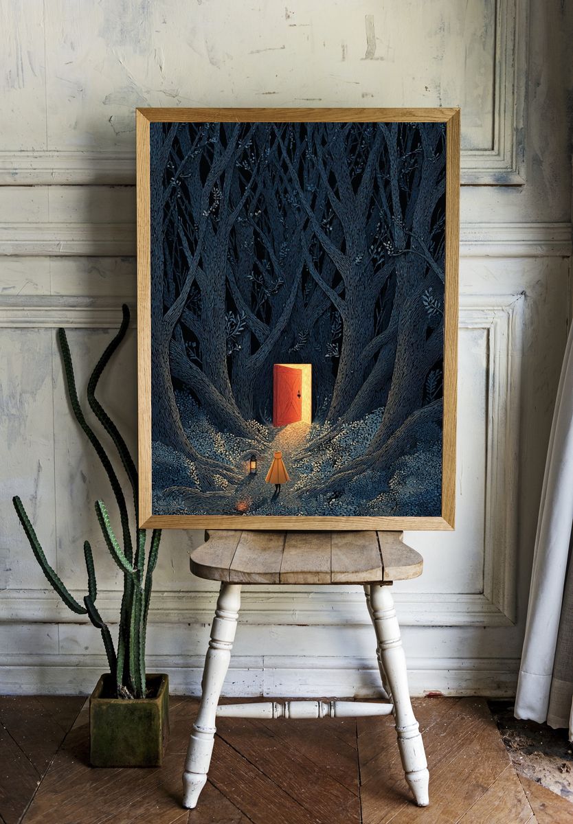 Enchanted Forest Door Illustration Poster. room preview