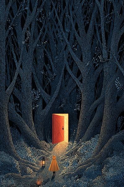 Enchanted Forest Door Illustration Poster. poster print
