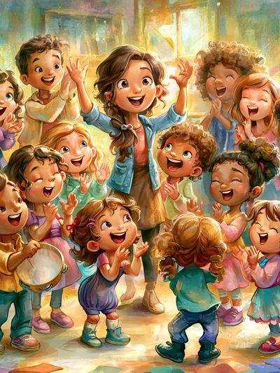 Joyful Children Celebration Illustration Poster.