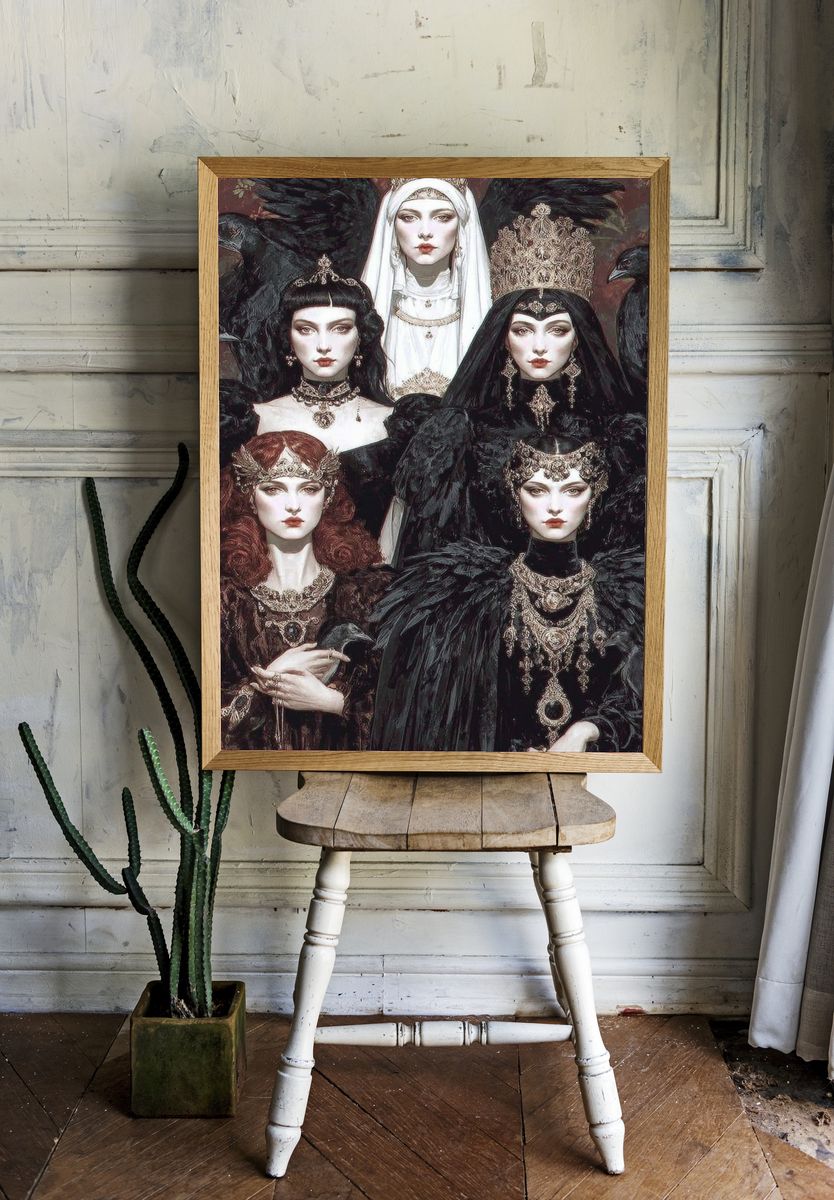 Gothic Queens Illustration Poster. — room view 1