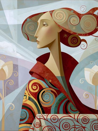 Art Nouveau Woman Portrait Print.