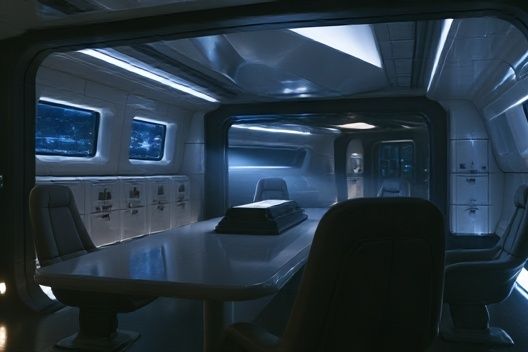 Futuristic Space Cabin Interior Poster. poster detail
