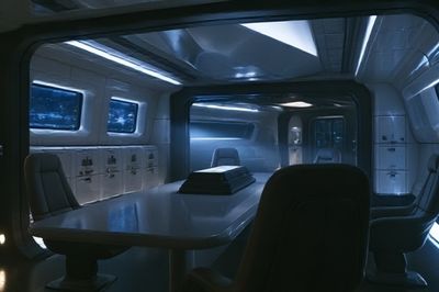 Futuristic Space Cabin Interior Poster. poster