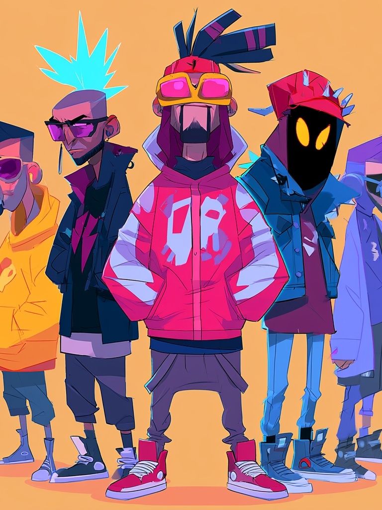 Neon Street Crew Illustration Poster. poster — illustration art