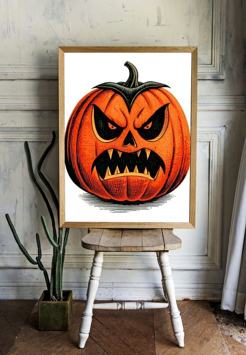 Angry Jack-O'-Lantern Illustration Poster. — room view 1