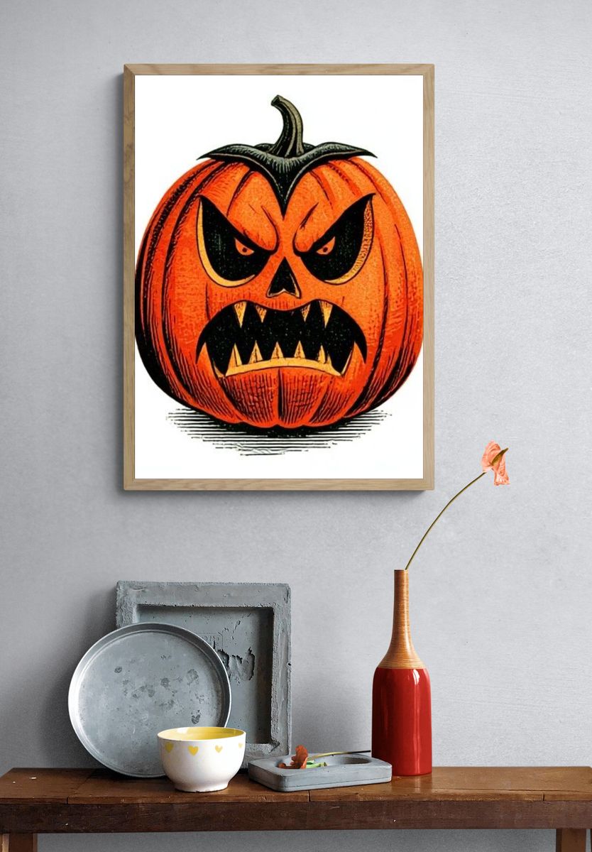 Angry Jack-O'-Lantern Illustration Poster. — room view 3