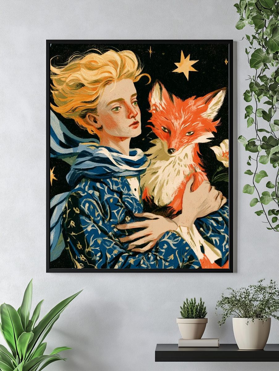 Fox and Woman Surrealism Print. — room view 4