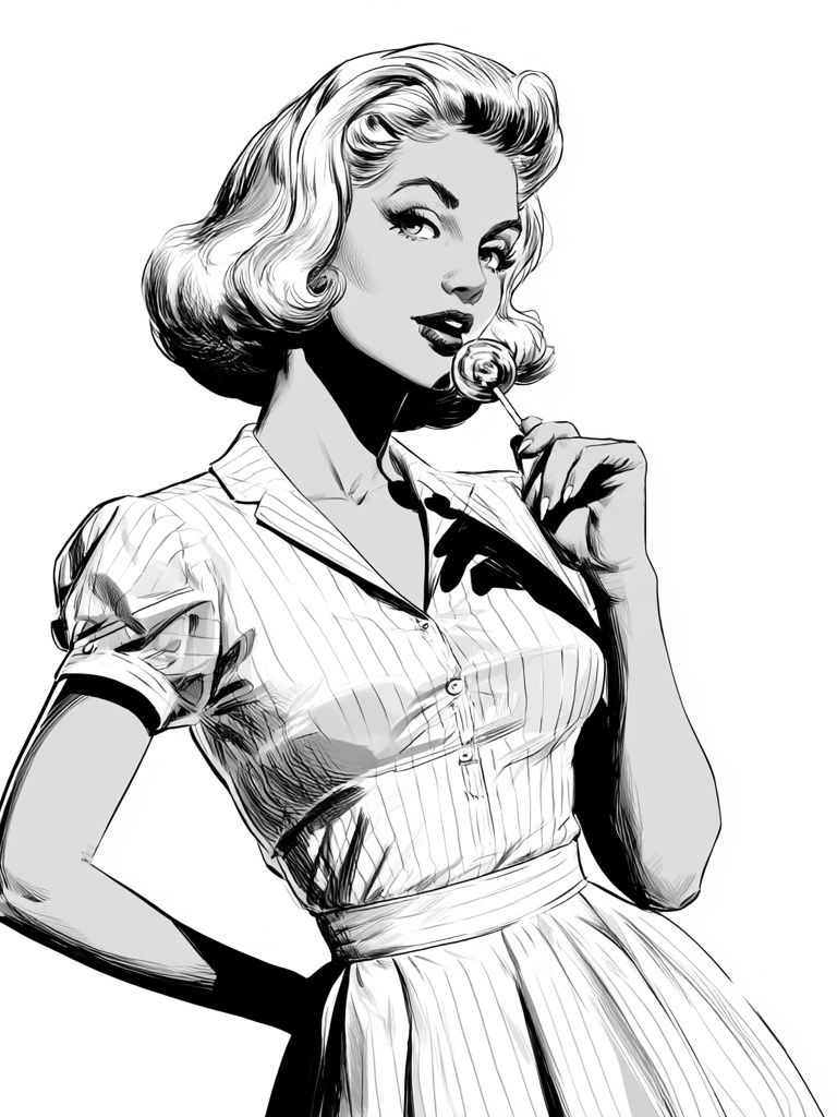Retro Pin-Up Woman Illustration Poster. poster detail