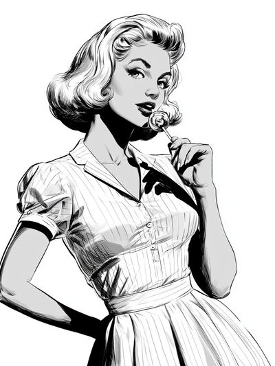 Retro Pin-Up Woman Illustration Poster. poster